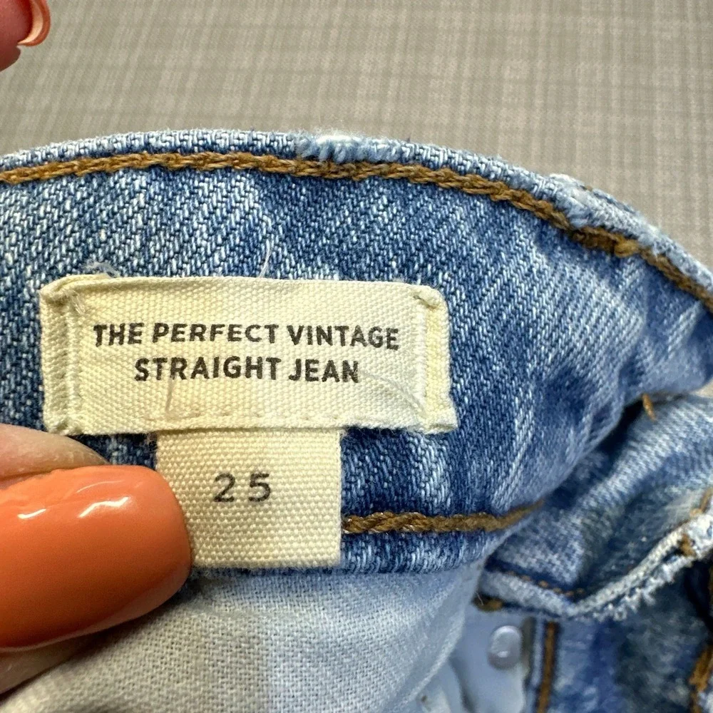 Madewell The Perfect Vintage Straight Jean Light Wash Blue Denim Size 25
